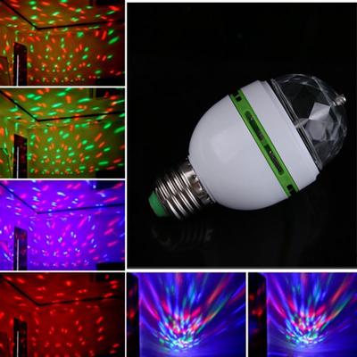 Hot! E27 3W 100-240V Colorful Auto Rotating RGB LED Bulb Stage Light Party Lamp Disco for  Party Festival