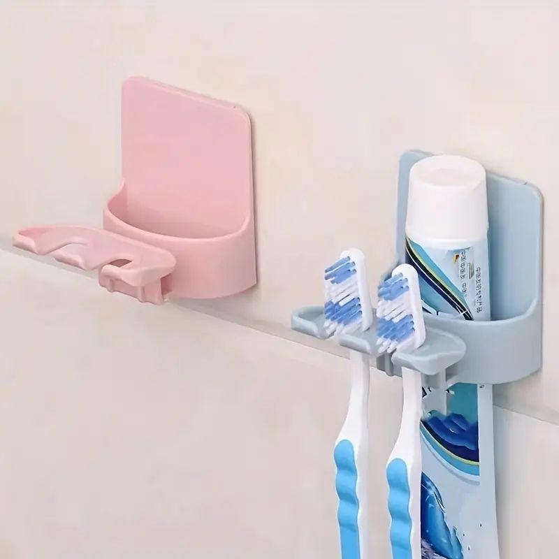Self Adhesive Toothbrush Holder Wall Mounted No Drilling Toothpaste Razor Storage Rack Toothpaste Dispenser Bathroom Accessories