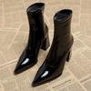 Fashion Autumn Womnen's High Heel Ankle Boots New Winter Plus Velvet Pointed Toe Chunky Heel Chelsea Boots for Women Heeled Sheos Dress
