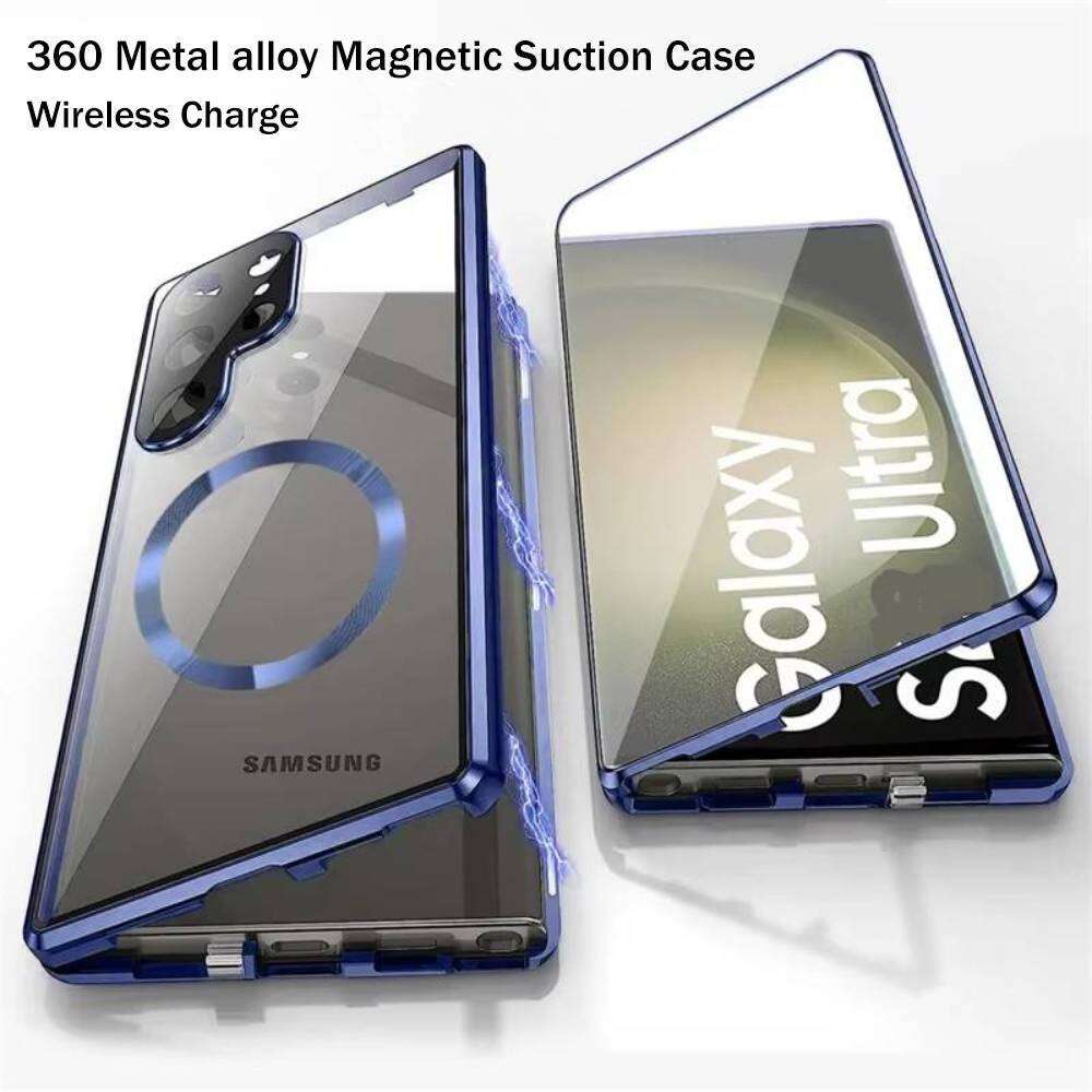 Case for Samsung Galaxy S25 Ultra S26 S24 Plus S23 S22 FE Double Sided Tempered Glass, Magnetic Aluminum Alloy, Magsafe Wireless Charging Phone Bumper