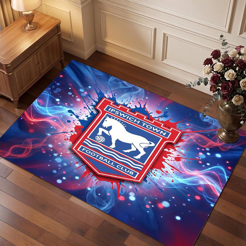 Tappeto in Velluto di Cristallo con Stampa Calcio Ipswich Town, Tappeto da Pavimento Interno Comodo Assorbente d'Acqua Antiscivolo