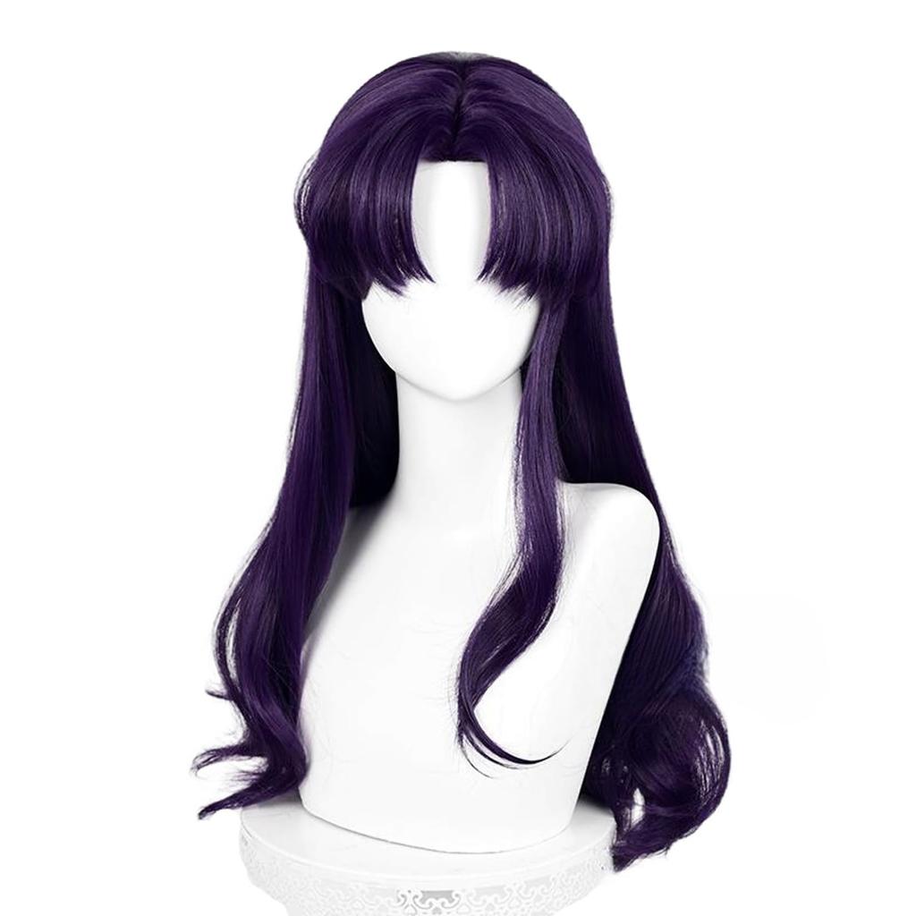 LAOBAO Misato Katsuragi Cosplay Disguise Costume Purple Long Perfect for and Events Wig, Heat-Resistant, Wig, Accessory, Hair, Curly, Parties,