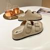 Slippers women's outer wear fashionable thick-soled middle heel 2025 new casual one-word seaside wet water non-slip beach sandals