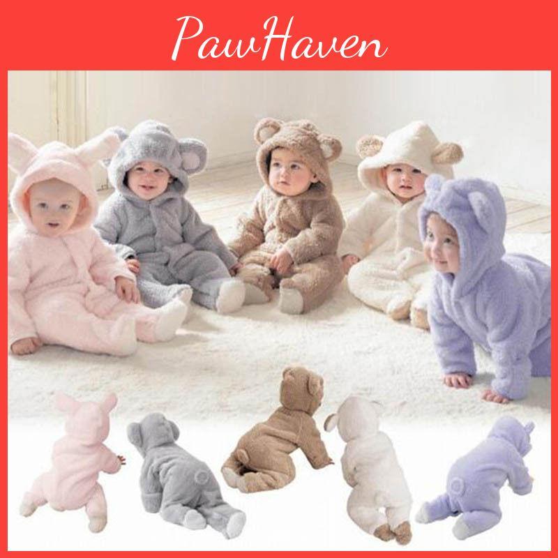 Luxuriously Soft Newborn Baby Romper Hooded Jumpsuit For Boys And Girls