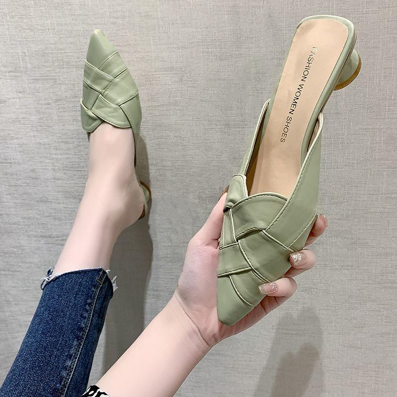 Summer New 2025 Women's Mules Shoes for Women Slippers Leather Slipper Designer Sandals Luxury Fashion Comfortable Low Heel Sexy