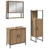 Bathroom Furniture Set with Shelf and Door 3 Pcs Brown Particleboard