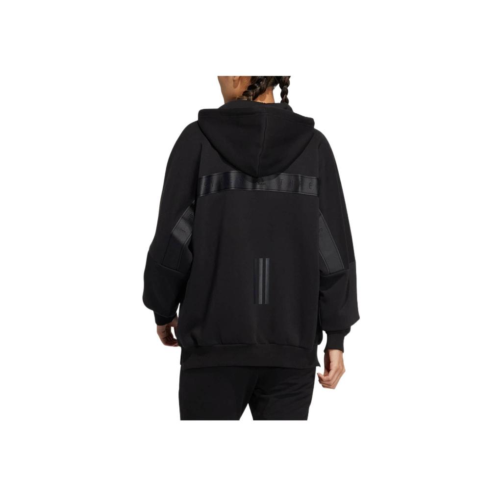 Adidas Solid Color Logo Embroidered Sports Long Sleeve Jacket Women Jackets Black HM2814