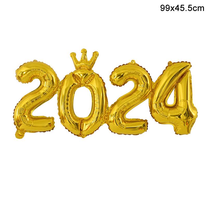 New Year 2024 Number Foil Balloons Happy New Year Eve Party Favors Supplies Garland Photo Props Christmas Decorations Navidad