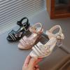 Girls' Summer Sandals with Rhinestone Butterflies, Children's Fashionable High Heels, Versatile Princess Style