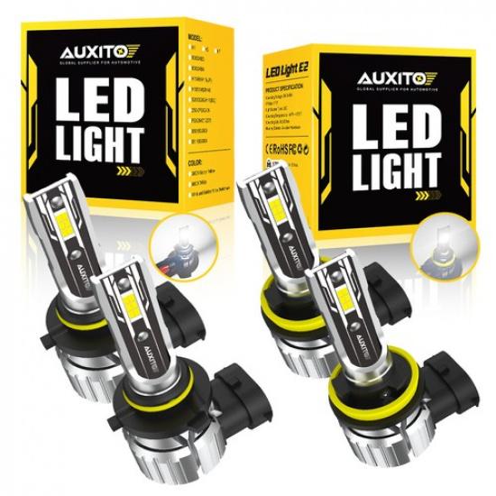 4X AUXITO 9005 H11 LED Combo Headlight Bulbs High Low Beam Kit Extremely White
