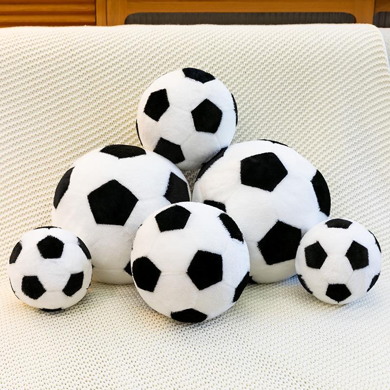 Black & White Cartoon Plush Football Toy - Cute Children's Gift & Cushion Ornament