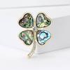 St. Patrick's Day Luxury Shell Four Leaf Clover Brooches for Women Plant Pins Keychain Event Party New Gifts Jewelry Accessories