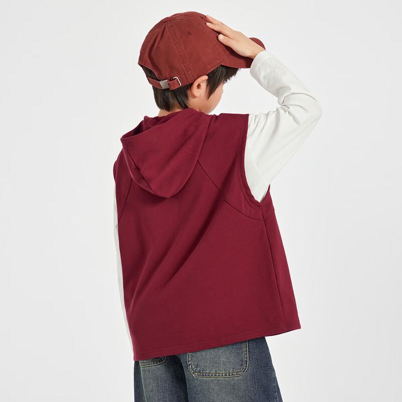Gilet lavorato a maglia in cotone con cappuccio da ragazzo