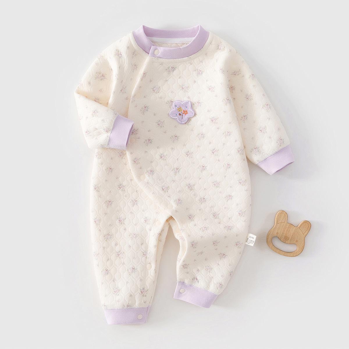 

Triple-Layer Warm Cotton Baby Romper Pajamas Size 59 [53-58cm 8-12 lbs]