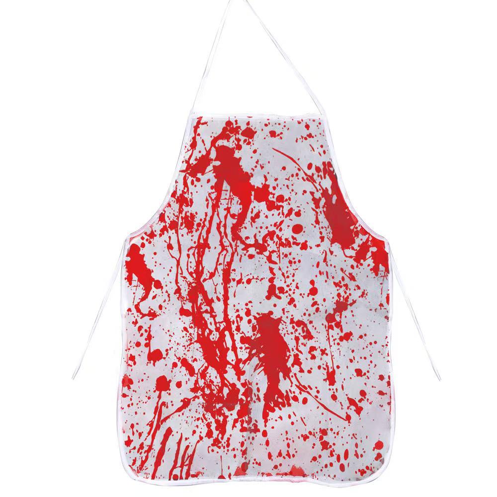 Halloween Skeleton Bib and Blood Splatter Apron Set with Gloves and Tablecloth Decoration One Size