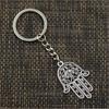 New Fashion Men 30mm Keychain DIY Metal Holder Chain Vintage Death Eye Hamsa Palm Fatima Hand 36x25mm Silver Color Pendant Gift