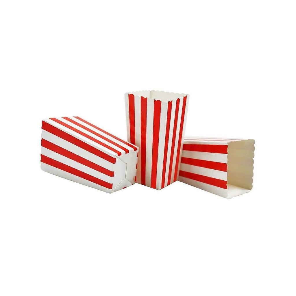 50PCS Popcorn Favor Boxes, Striped Paper Popcorn Boxes Cardboard Candy Container for Birthday Theater Themed Parties Movie