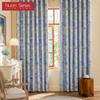 1PC Nuan Series Nordic Countryside Style Blue Printed Curtains with Full Blackout Curtains for Bedroom Living Room Balcony Window for Home Decor