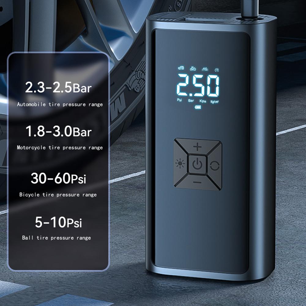 DC 7.4V 60W 150PSI Mini Car Mounted Inflation Pump Electric Hand-held Wireless Charging Digital Display Tire Pump