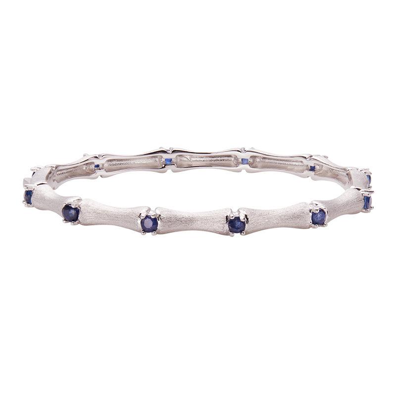 Natural Sapphire Bracelet S925 Sterling Silver Color Treasure Bracelet Women'S Brushed Craft Light Luxury Jewelry