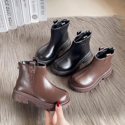 Children's Winter Fashion Boots Solid Color Simple Girls Ankle Boots Outdoor Warm Kids Causal Cotton Boots Thick Soled Versatile