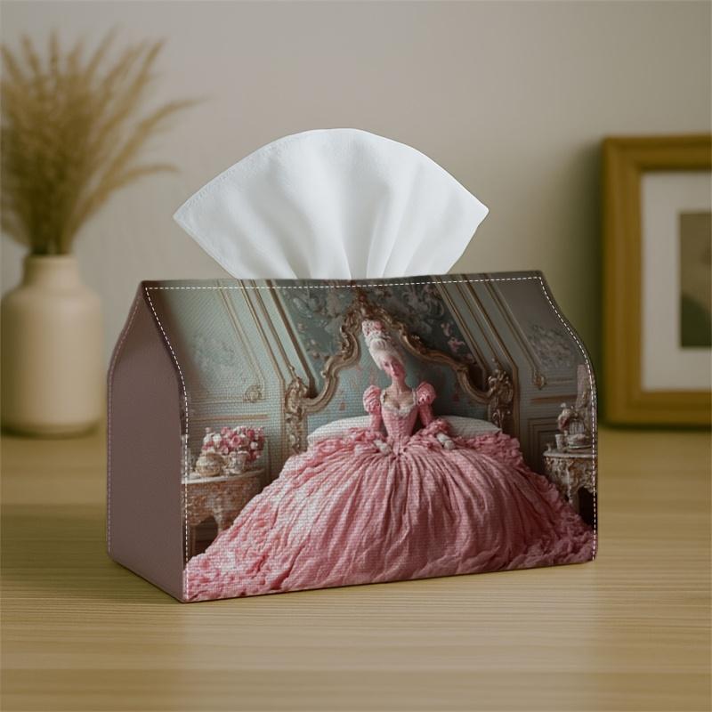 1pc Vintage Rococo Luxury Tissue Box Cover,Elegant Gown Interior Illustration High-Quality,Waterproof,Durable,Lightweight,Foldable Storage,Ideal for L