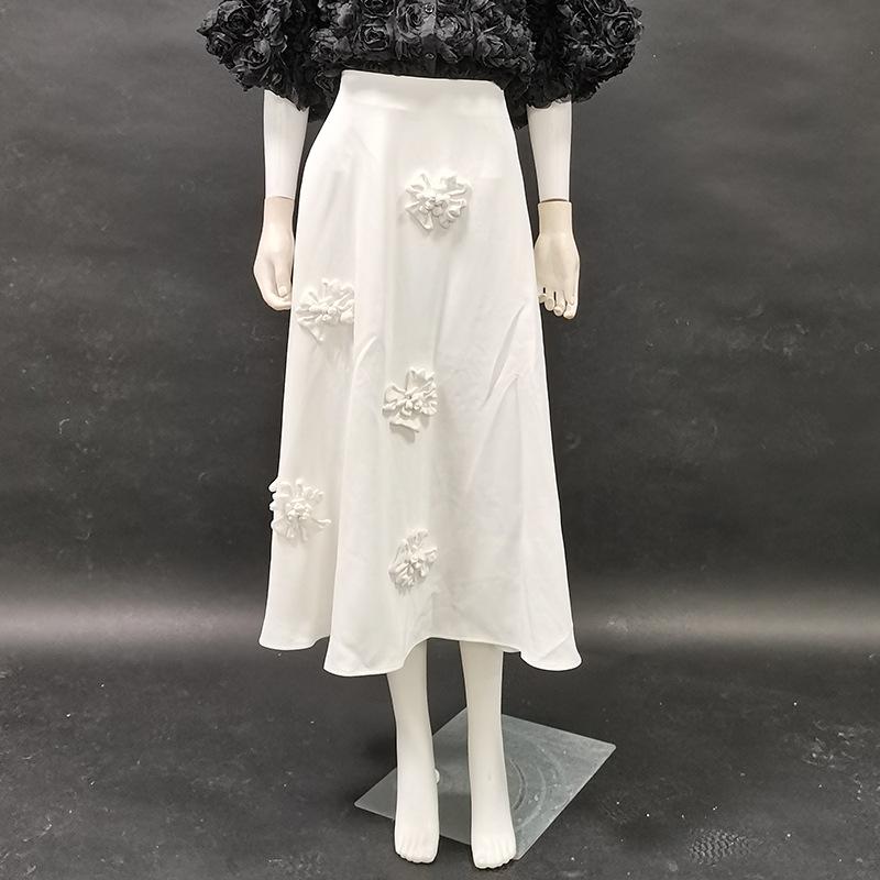 2026 Spring Women s Elegant Floral Patchwork A-line Skirt Medium