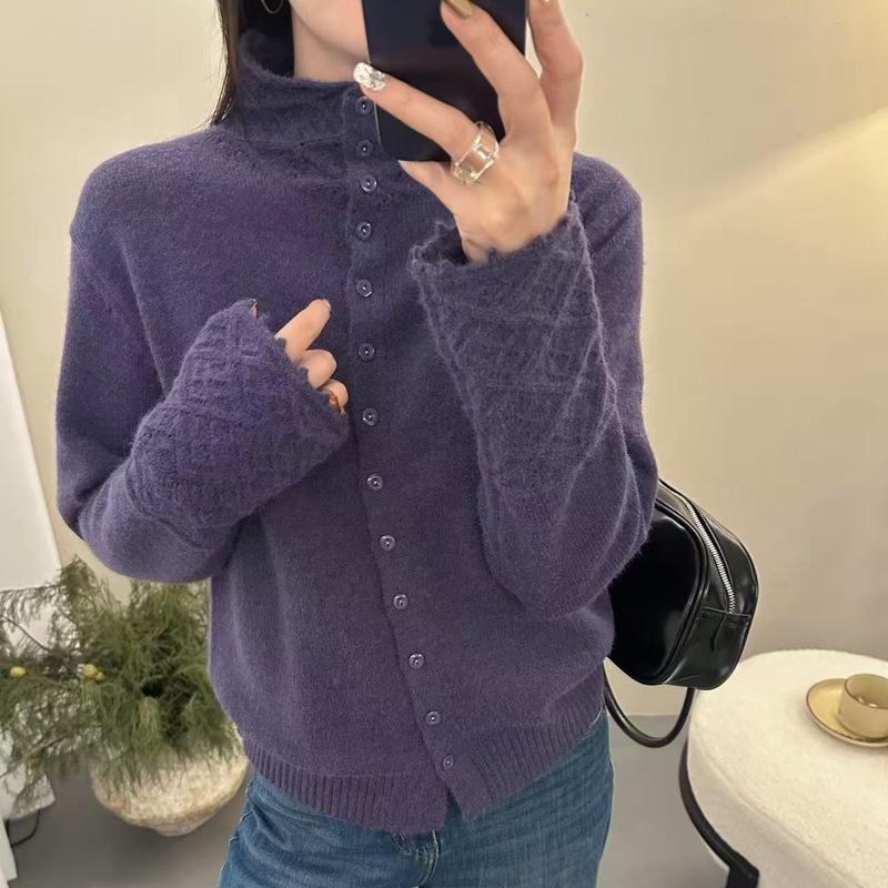 Women's Jacquard Half-High Collar Knit Sweater - Soft, Skin-Friendly Pullover, Popular In Live Broadcasts