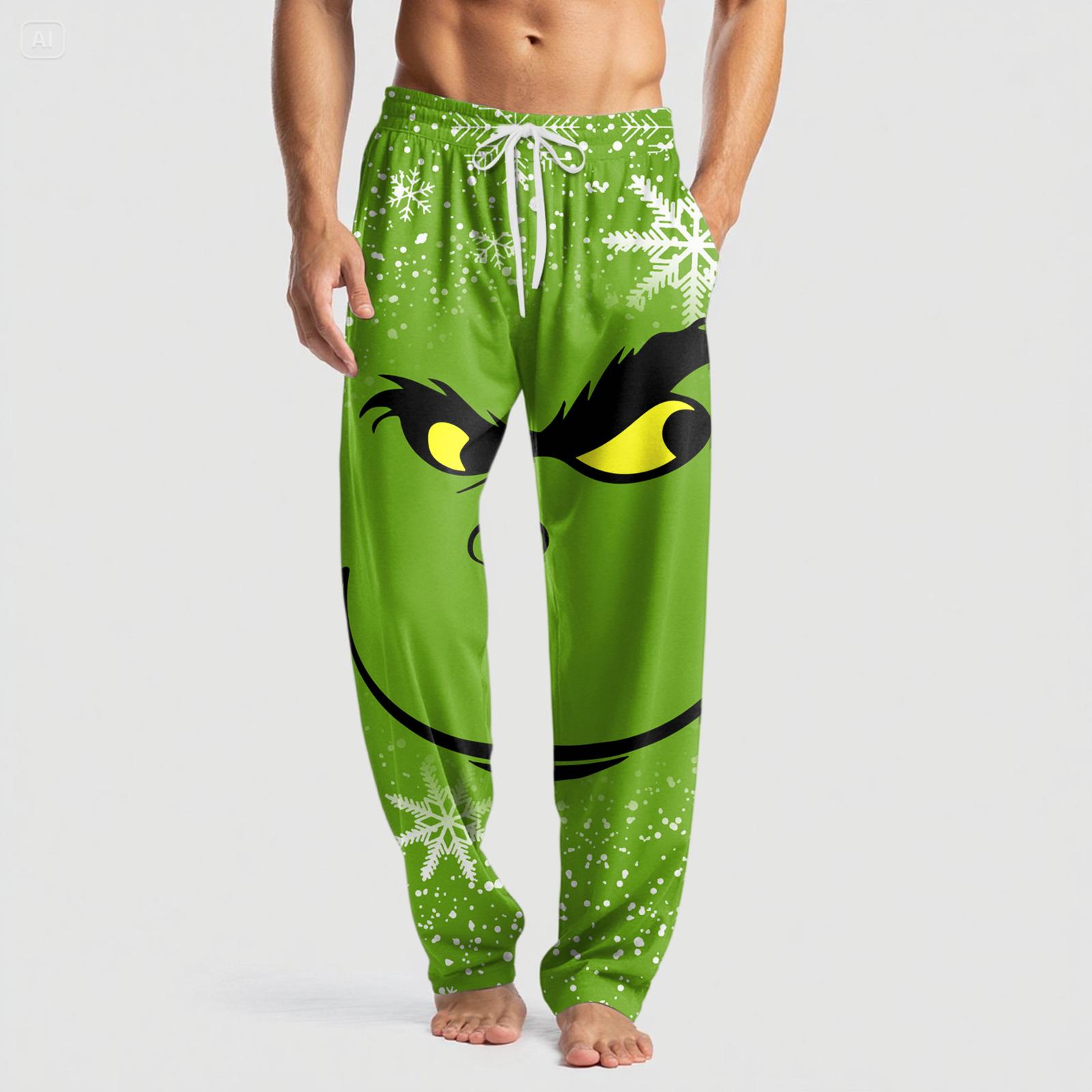 

Мужские вязаные модные брюки с принтом, карманами, повседневные, пижамные XXL чёрный