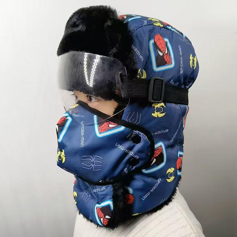 Kids' Velvet-Lined Winter Hat with Ear Protection - Windproof, Warm, and Perfect for Cycling