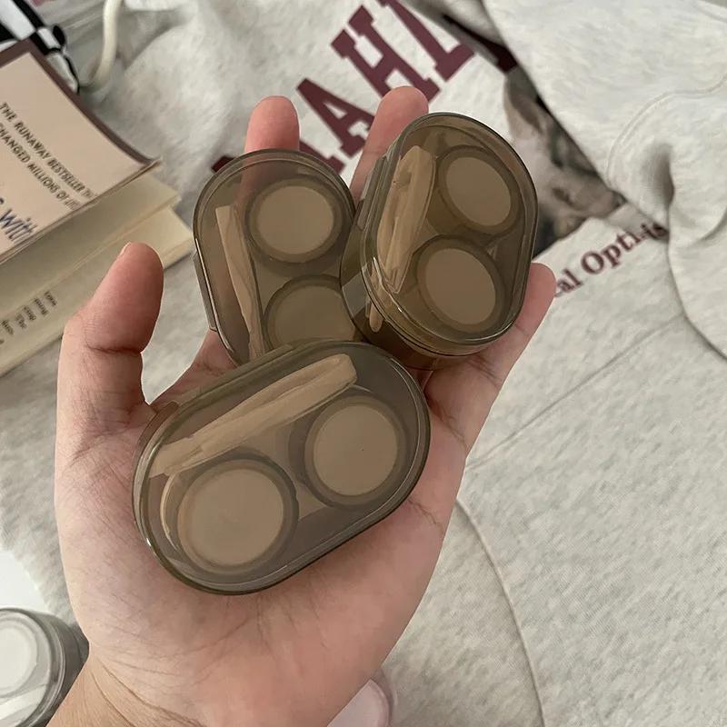 Women Transparent Contact Lense Case Cute Clear Solid Color Contacts Lens Container Case Girls Small Portable Contact Lenses Box