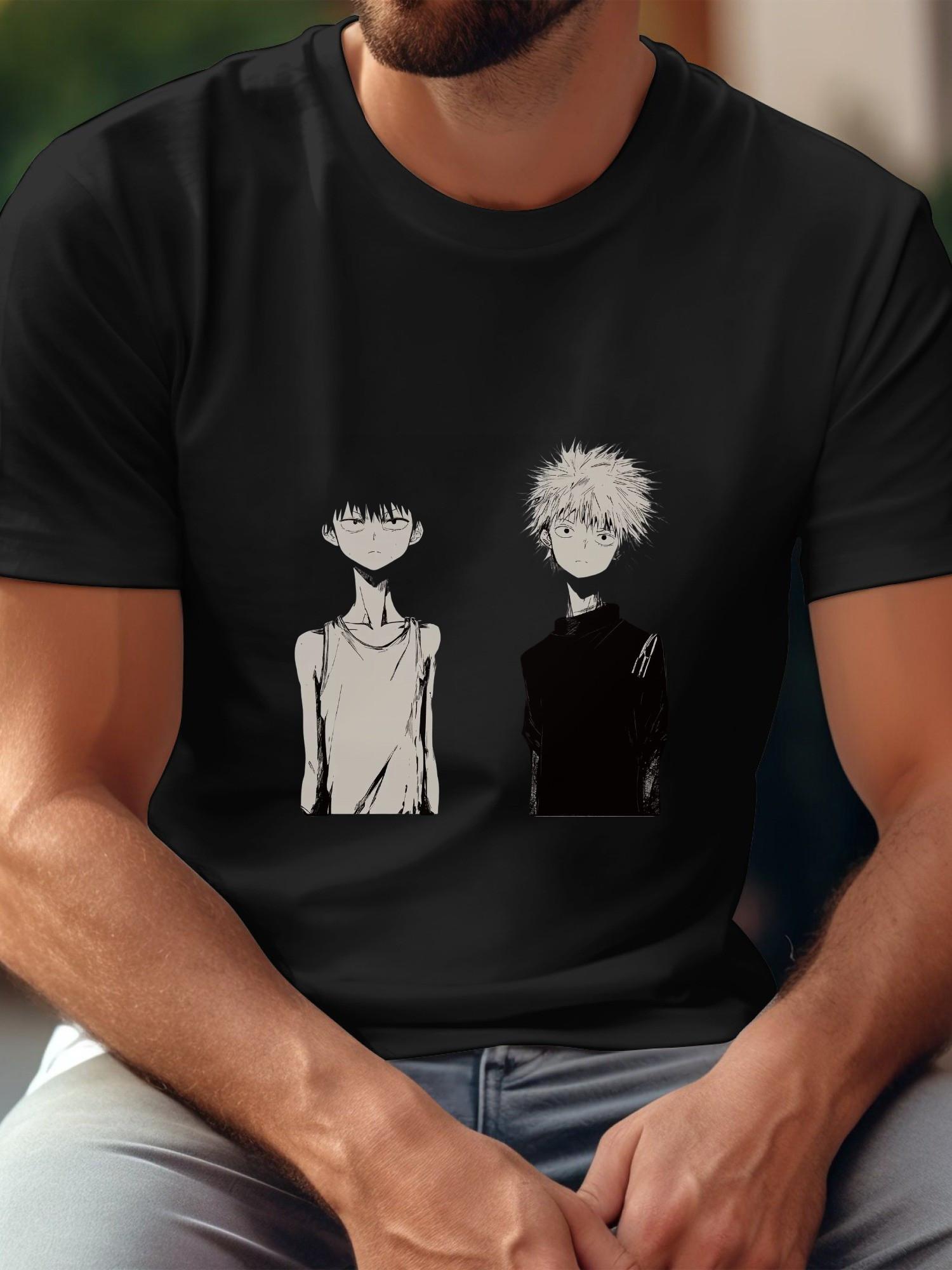 

Anime Graphic T-shirt - Black & White Contrast Design XL
