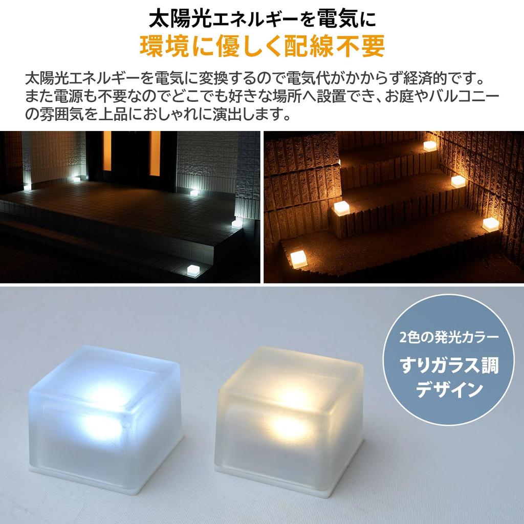 Gardenmaster Piccolo LED Solar Garden Frosted Automatic No Electricity Christmas White Light, Brick, 7cm, Glass, On/Off Switch, Waterproof, Required,