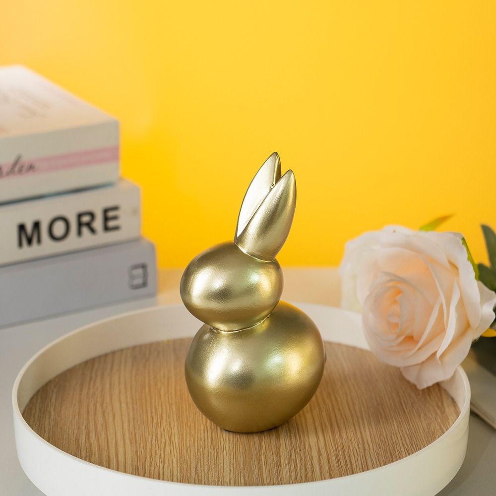 Resin Golden Rabbit Ornament Art Miniatures Figurine Home Decoration Rabbit Statue  Easter