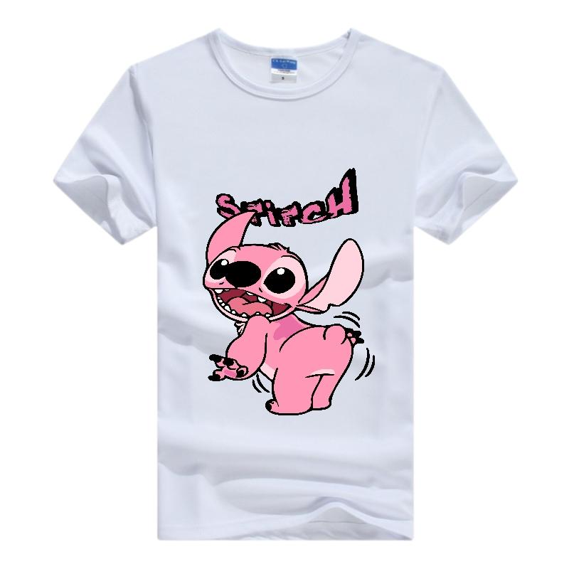 Disney Kawaii Lilo Stitch Print Hippie Cheap T-Shirt Summer Loose White Cute Stitch Ladies Tops Harajuku Men Tees Women Blouses