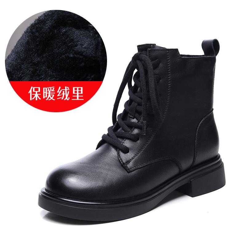 First layer cowhide Martin boots women's winter new popular leather British style retro versatile thick heel short boots