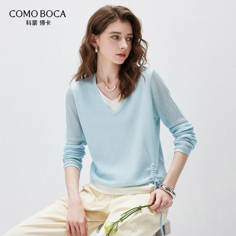 Komongboka 2026 Spring/Summer Mulberry Silk Blend Fake Two-Piece Long-Sleeve Knit Top XL
