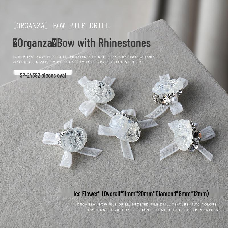 

Rhinestone Organza Bow Nail Art Charms, Fat Rectangle Diamond Design (2pcs)