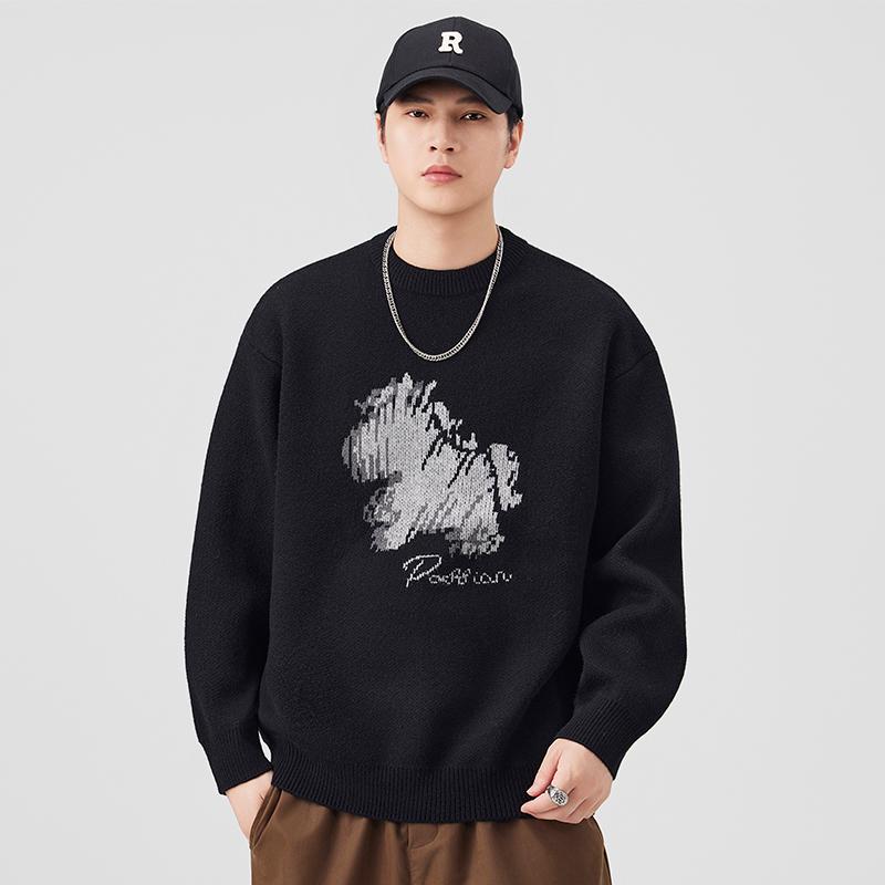 Men s 2026 Red Zodiac Year Winter Knit Base Layer Sweater M for 110-135 lbs