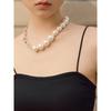 Silver Chain Big Pearl Necklace_Jfxac421M