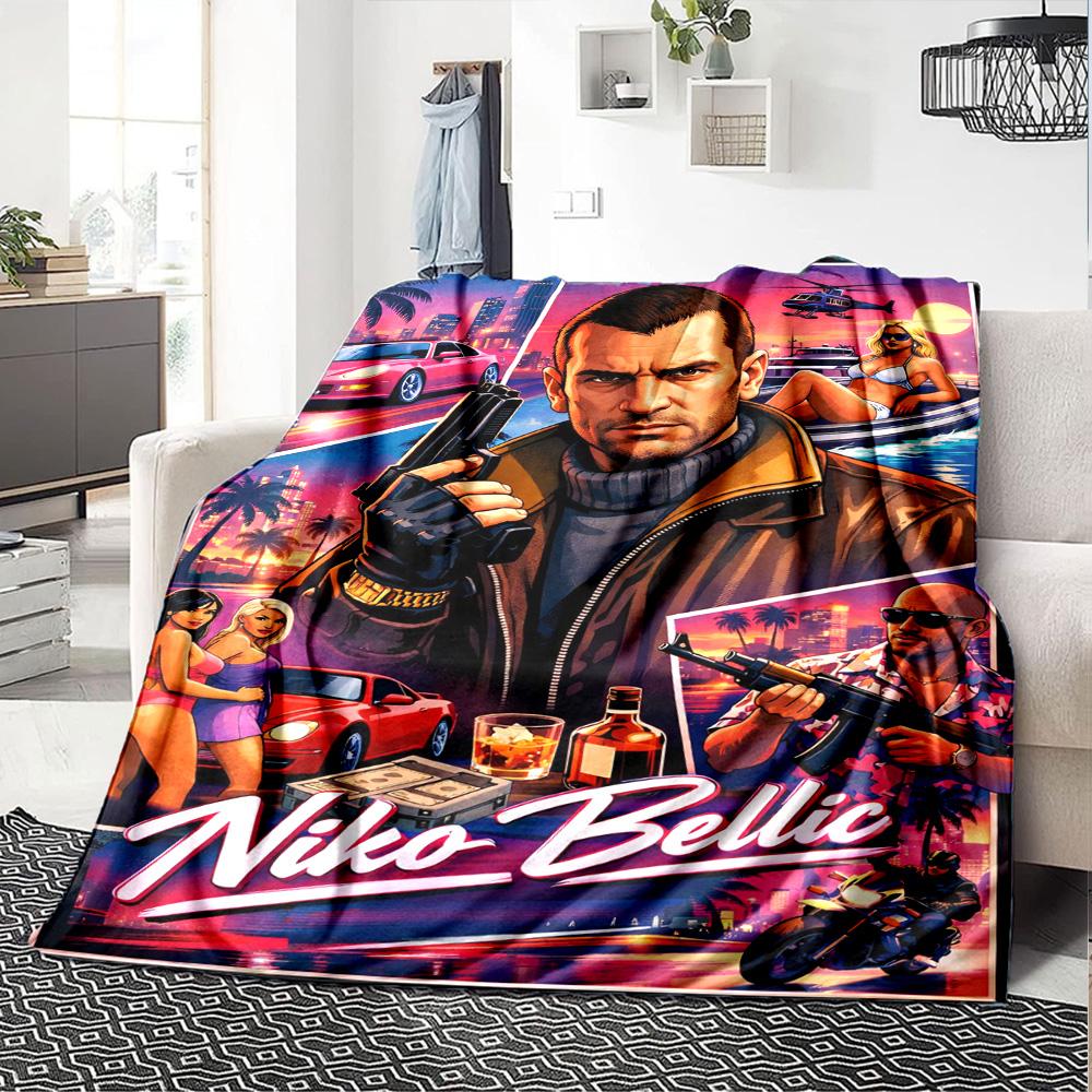 Gta Blanket Warmthful Decor Perfect for Sofa Bed Office for All Seasons Digital Print Suitable for Gifting Relatives and Friends
