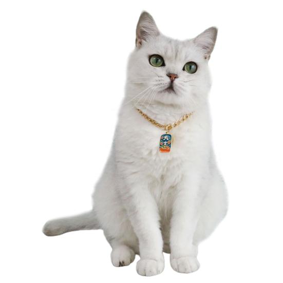 Excellent Allergy Free Resin Cat Collar Cartoon Pendant Style Pet Neck Chain Birthday Gift