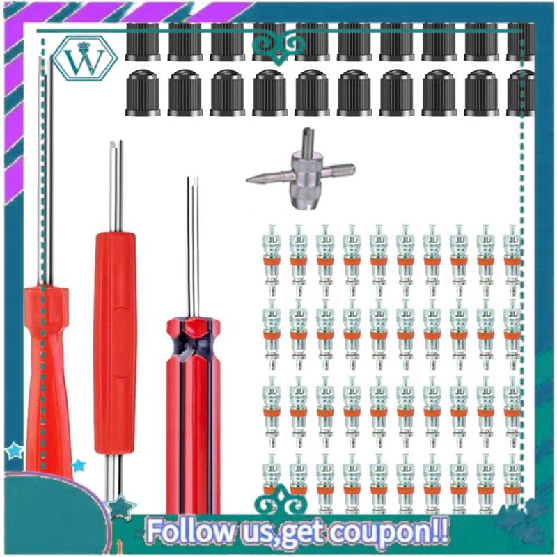 AA92-64-Piece Valve Core Removal tallation Kit Valve Core Removal Tool Kit Valve Cap Valve