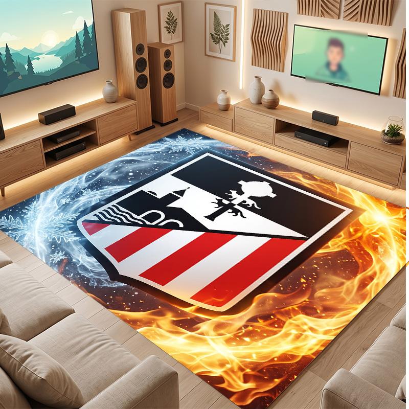 Athletic Bilbao Football Print Crystal Velvet Rug, Comfortable Water Absorbent Non Slip Indoor Floor Carpet