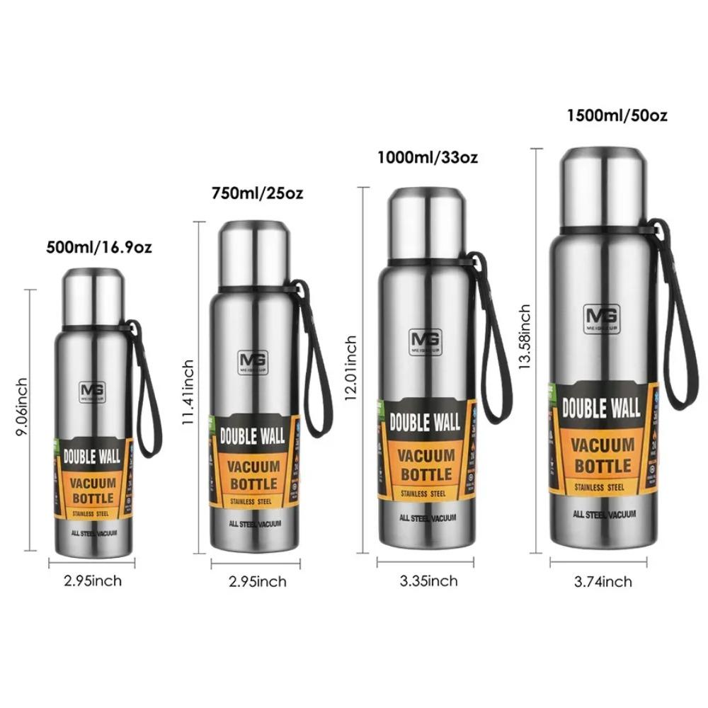 Premium Thermosflasche 304 Edelstahl Vakuumflasche Isolierter Becher Kalt- und Heißwasserbecher mit Seil für Tee Kaffee Getränke