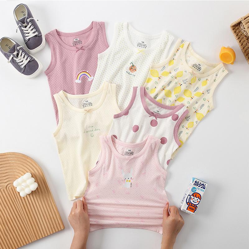 Boys pure cotton vest summer children's mesh hurdle girl baby sling little boy summer middle and older children's vest