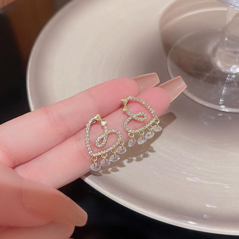 Exquisite S925 Silver Bow Earrings - Korean Micro-Inlaid Design