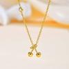 Fashion Accessories, Stainless Steel Zircon Cherry Gold Necklace 2074