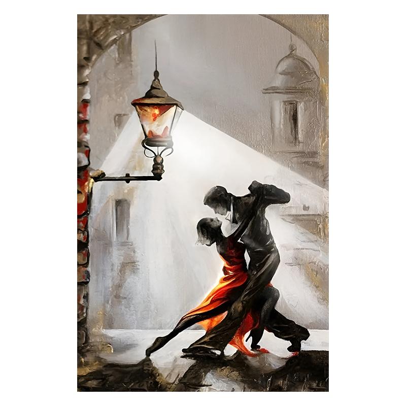 

Золота пара з парасолькою, міський пейзаж, полотно, картини, плакати, друк, абстрактні романтичні настінні картини для домашнього декору кімнати 30x40cm No Framed