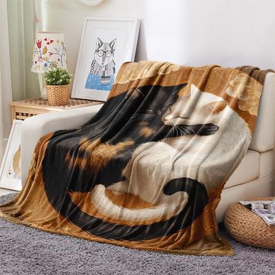 Kitty Print Flannel Blanket, High Quality Comfortable for All Seasons, Home Decor, Warmth and Comfort, Perfect for Christmas Gifts